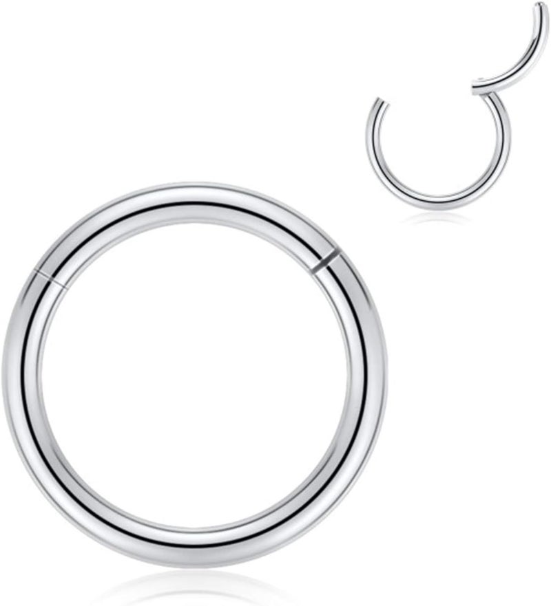 FUNLMO Store 316L Surgical Steel Hinged Segment Nose Ring Hoop for Nose Septum Cartilage Helix Tragus Conch Rook Daith Lobe Lip Piercings 1 Pc - Image 1